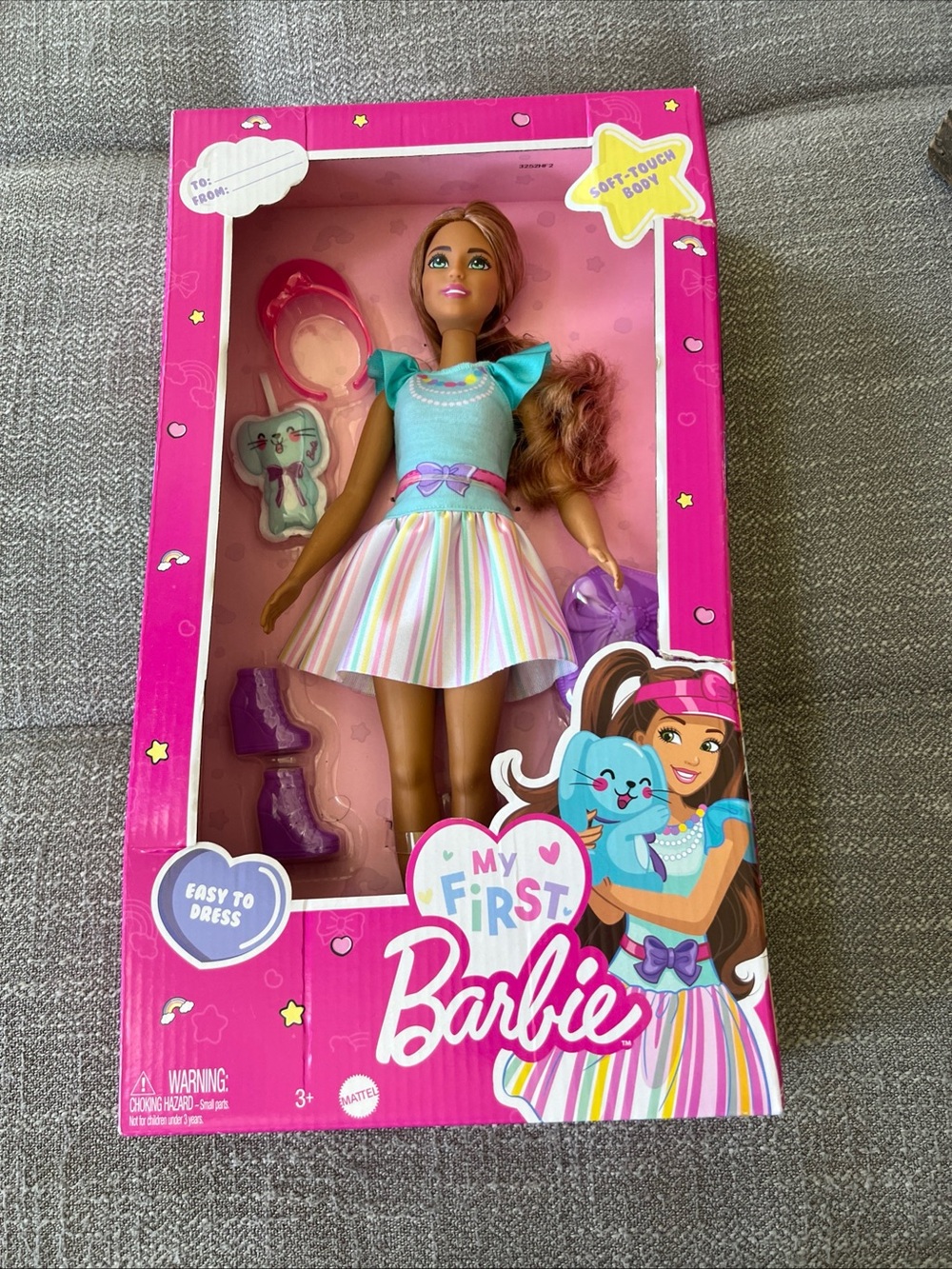My First Barbie Doll Mattel 2022 Preschoolers Soft Body LT. brown Hair Blue Eyes